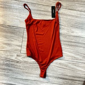 Danyelle Rust Brown Ribbed Sleeveless Bodysuit- size Small